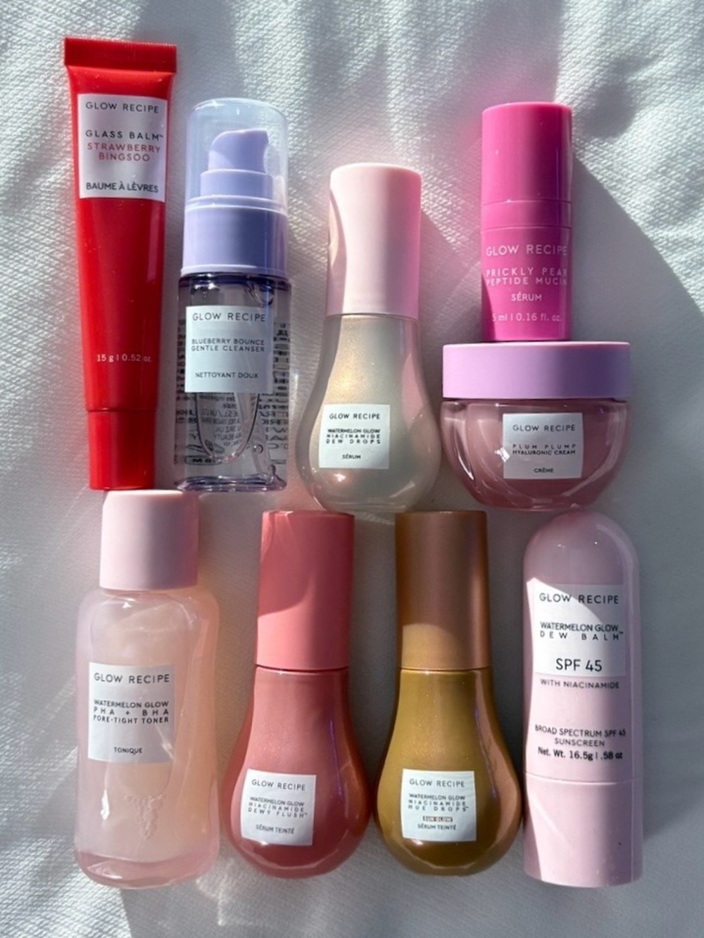 Glow Recipe Skincare Set in Travel Pouch 9 Minis Cleanser Serums Blush NEW NWT - Picture 5 of 5